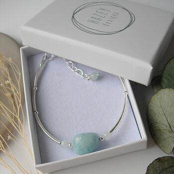 Aquamarine Nugget Hammered Silver Bracelet, 4 of 4