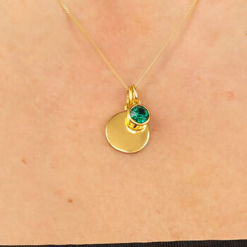 Yellow Gold Plated May Emerald Birthstone Necklace, 3 of 11