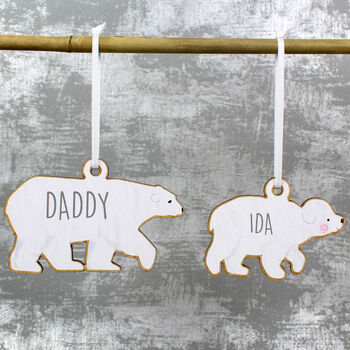 Personalised Polar Bear Family Christmas Decorations, 5 of 11