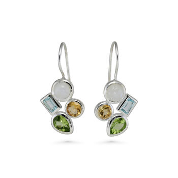Moonstone, Peridot, Citrine And Topaz Earrings, 5 of 5