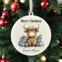 Personalised Cute Christmas Highland Cow Hanging Bauble Decoration, thumbnail 5 of 8