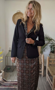 Black Tailored Stretch Contrast Trim Blazer Medina, 9 of 12