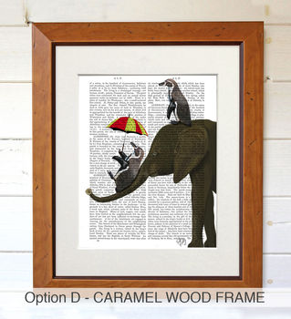 Elephant And Penguins Book Print Framded Or Unframed, 6 of 8