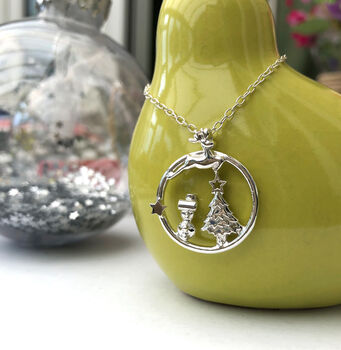 Personalised Sterling Silver Magical Wonderland Christmas Necklace With Initial Star, 10 of 12