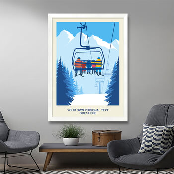 Personalised Family Of Five Ski Art Poster, 2 of 6