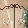 Matt Solid Silver Circle Hoop Drop Earrings, thumbnail 6 of 9