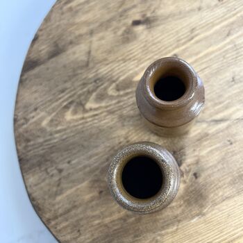 Pair Of Vintage Brown Stoneware Ink Bottles, 3 of 5