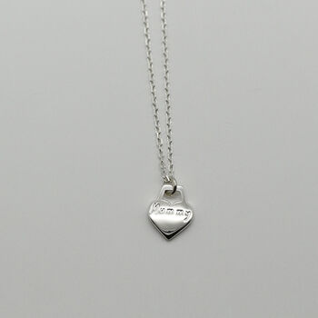 Sterling Silver 'Mummy' Engraved Heart Charm Necklace, 4 of 7