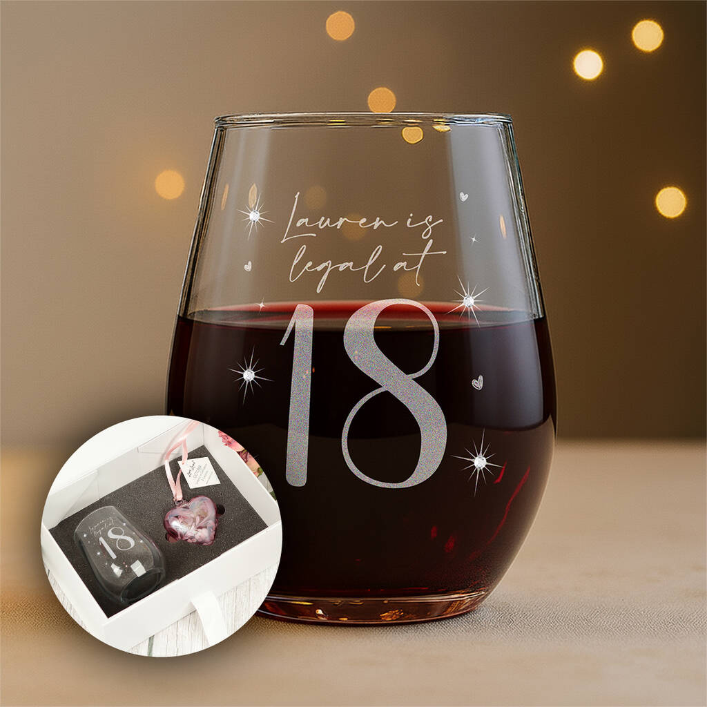 18th Birthday Diamante Crystal Embellished Stemless Glass, 1 of 7