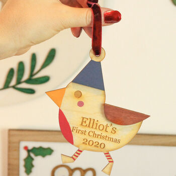 Personalised Wooden Robin Tree Decoration, 2 of 4