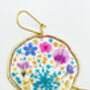 Large Statement Earrings With Forget Me Not And Pink Flowers, thumbnail 4 of 12