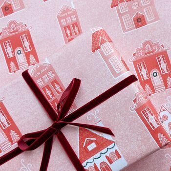 Cosy Winter Cottages Christmas Wrapping Paper, 3 of 5