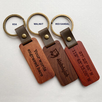 Personalised Wooden Keychain, Father's Day Gift, 2 of 5