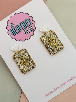 Custard Cream Biscuit Glitter Earrings / Foodie Gift / Cute Statement Jewellery / Tea Lover Accessories, 5 of 5