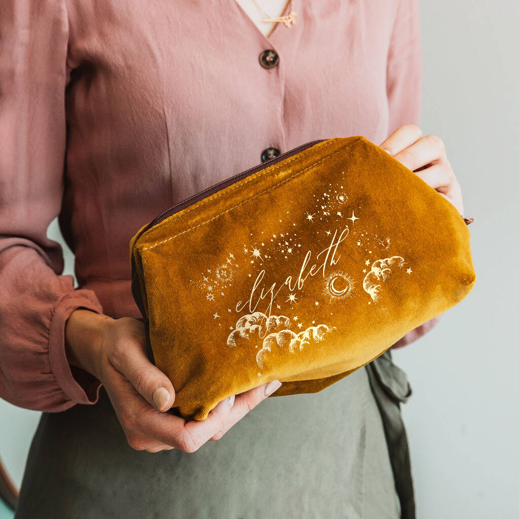 Celestial Velvet Wash Bag For Her By Coral & Moss