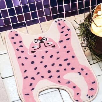 Vibrant Colour Pop Pink Leopard Bath Mat, 4 of 11