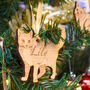 Traditional Wooden Cat Christmas Decoration Personalised, thumbnail 5 of 12