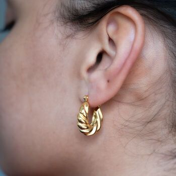 Twisted Croissant Hoop Earrings Non Tarnish, 3 of 3