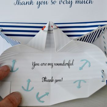 Personalised Nautical Paper Boat Card, 3 of 7
