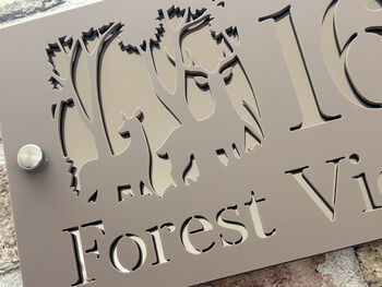 Personalised Deer In Forest House Acrylic Number Sign, 6 of 7