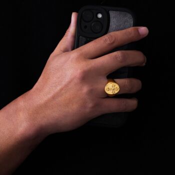 Gold Plated Chunky Cross Ring For Men Steel Signet Ring, 7 of 9