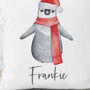 Personalised Penguin Christmas Cushion, thumbnail 2 of 2
