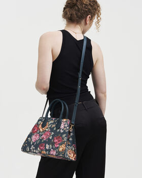 Roses Teal Structured Medium Tote, 2 of 7