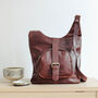 Leather Shoulder Bag With Pockets, Dark Brown, thumbnail 1 of 6