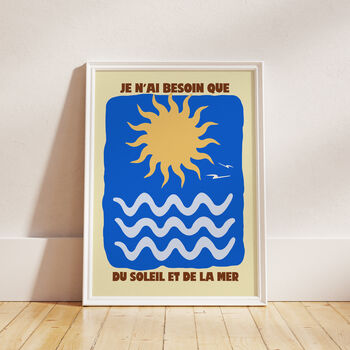Le Soleil Et La Mer Sun And Sea Typography Print, 2 of 6