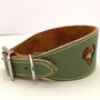 Green Leather Collar With Love Hearts Design Cut Outs, thumbnail 3 of 6