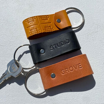 Personalised Leather Keyring With Welsh Detail, 8 of 10