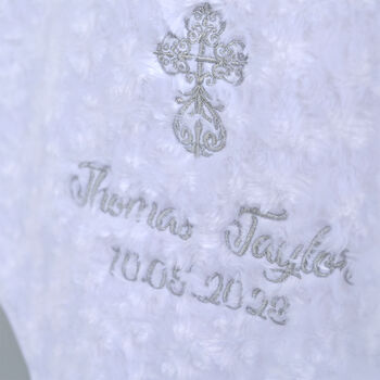 Personalised White Christening Blanket For Baby, 5 of 10