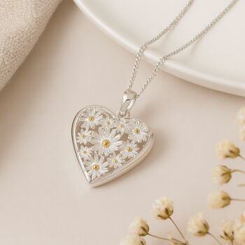Personalised Sterling Silver Daisy Heart Locket, 2 of 5