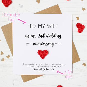 Personalised 2nd Cotton Wedding Anniversary Card, 5 of 6