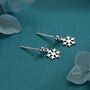 Sterling Silver Minimalist Snowflake Dangle Stud Earrings, thumbnail 3 of 11
