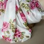 Rose Print Scarf In White And Fuchsia, thumbnail 3 of 3