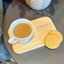 Personalised Tea And Biscuit Time Wooden Board Coaster, thumbnail 1 of 2