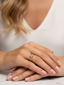 Women's Adjustable Double Band Ring In 18k Gold, Minimalist Jewellery, 2 of 4