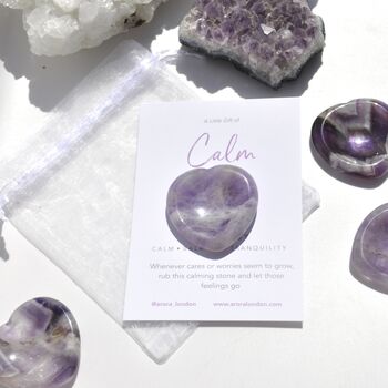 Calm Amethyst Heart Worry Thumb Stone Gift For Calm And De Stress, 7 of 9