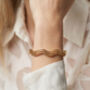 Nami 18 K Gold Plated Wave Lines Bangle, thumbnail 4 of 5