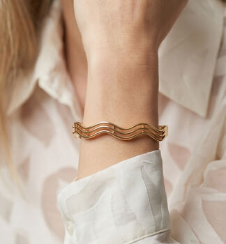Nami 18 K Gold Plated Wave Lines Bangle, 4 of 5