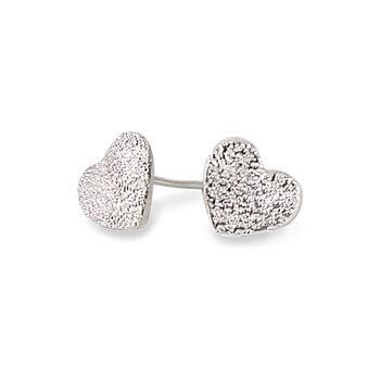 Sparkly Sterling Silver Heart Stud Earrings, 2 of 3