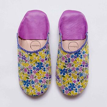 Liberty Print Babouche Slippers, Bohemian Bloom, 3 of 4