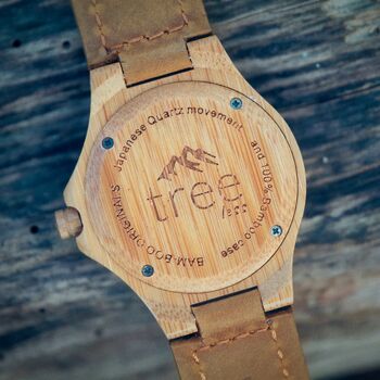 Large Nalu Bamboo Watch Leather Strap, 9 of 12