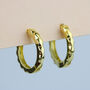 Sterling Silver Geometric Surface Huggie Hoop Earrings, thumbnail 3 of 7