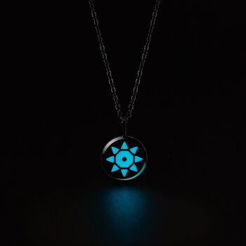 Blue Solis Aqua Blue Glowing Pendant Necklace With Uv Keyring Torch, 6 of 10