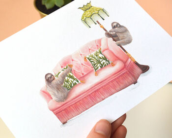 Sofa Sloth All Occasion Greetings Card, 5 of 5