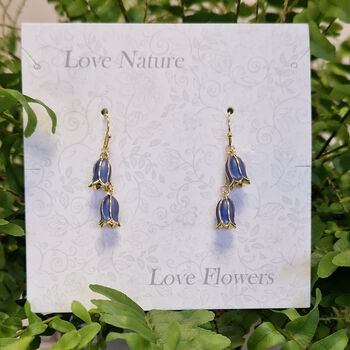 Bluebell Flower Drop Earrings, Gold Tone, 2 of 4