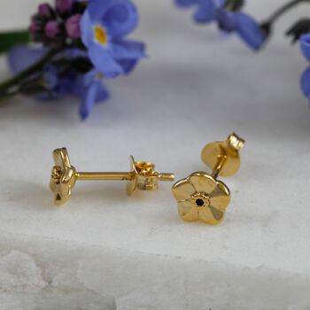 Tiny Forget Me Not Gold Vermeil Studs, 3 of 12