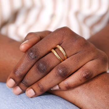 Stainless Steel Double Stacked Illusion Ring In Gold Plating, 3 of 4